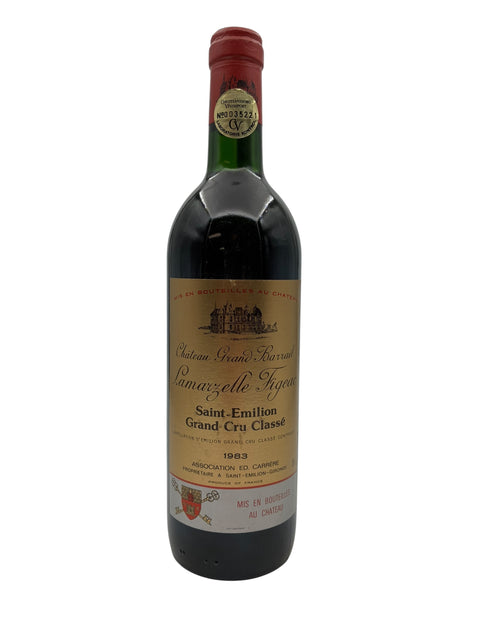 Flaske Lamarselle Figeac Château Grand Barrail 1983 Rødvin