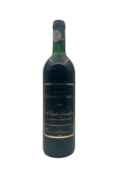 Flaske af St Emilion Grand Cru Puyblanquet Carrille 1989