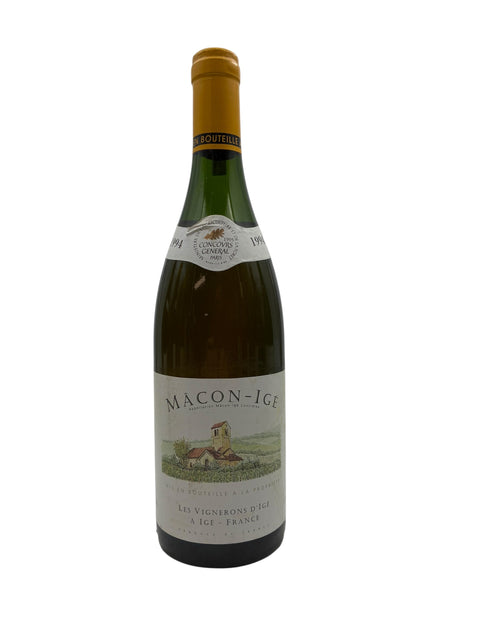 Flaske af Mâcon-Igé Les Vignerons d'Igé 1994 hvidvin