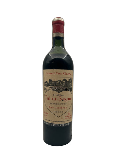 Flaske af Château Calon-Ségur 1947, en eksklusiv fransk rødvin