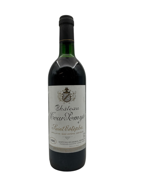 Flaska Saint-Estèphe Château Courpomy rött vin 1990