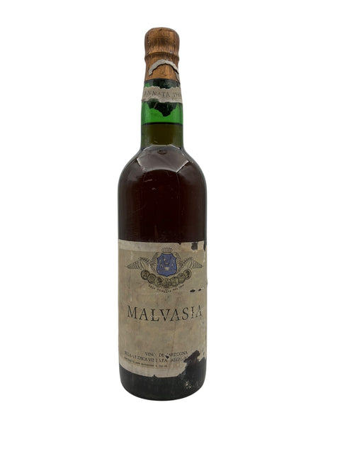 Flaske af Malvasia vin fra 1968 med ældet etiket