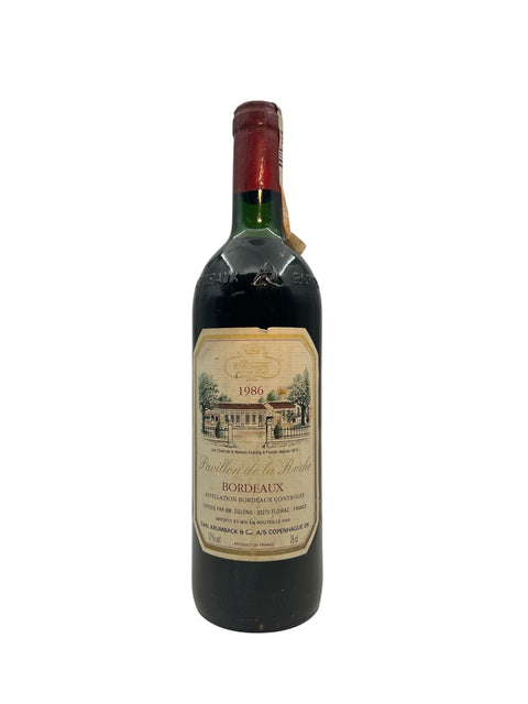 A bottle of Pavillon de la Reole Bordeaux 1986 red wine