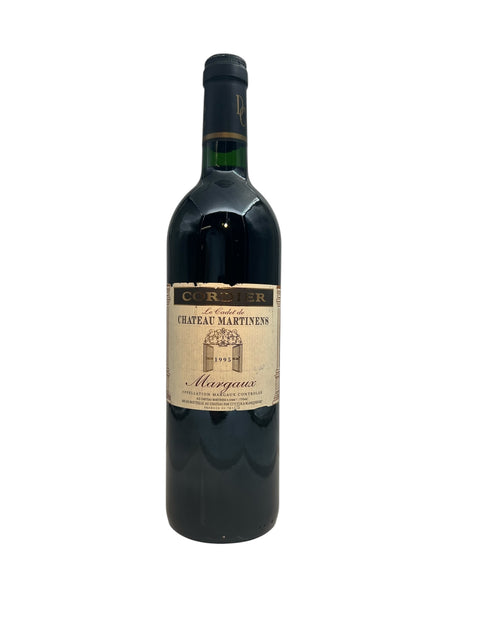 Bottle of Margaux Chateau Martinen's 1995 red wine