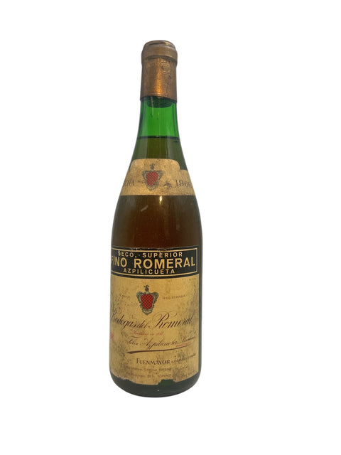 Bottle of Fino Romeral Azpilicueta 1964 with golden label