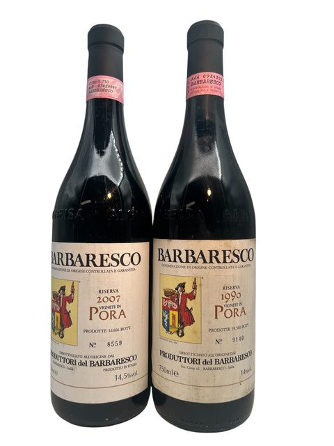 Bottles of Barbaresco 1990 and 2007 from Produttori del Barbaresco