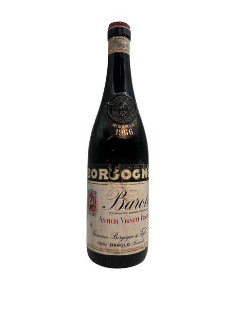 Bottle of Barolo Borgogno 1966 with detailed label