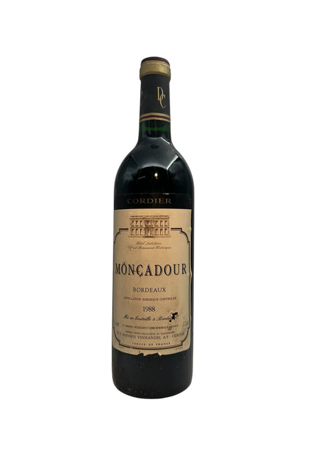 Bottle of Môncadour Cordier 1988 Bordeaux red wine
