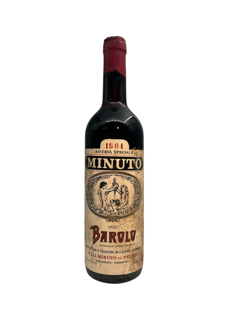 Flasche Rotwein Barolo Minuto 1964 mit Etikett