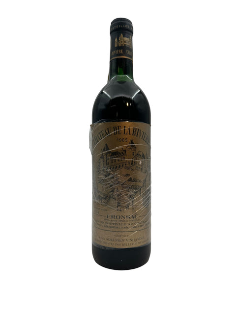 Flaska Chateau de la Riviere rött vin från 1985