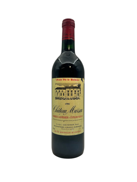 A bottle of Château Marsau 1986 red wine from Bordeaux