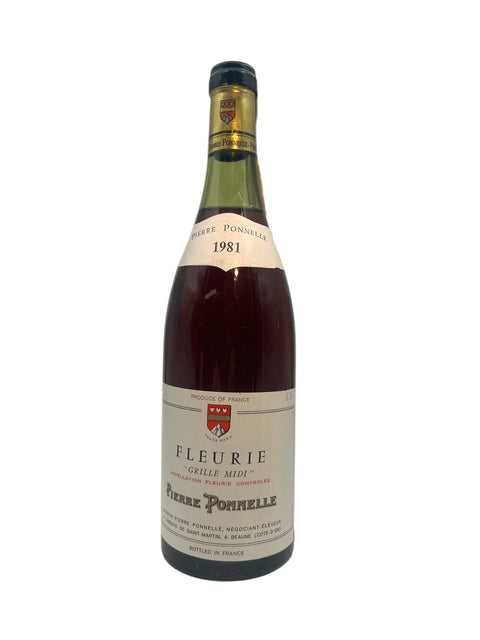 Bottle of Fleurie Pierre Ponnelle 1981 red wine