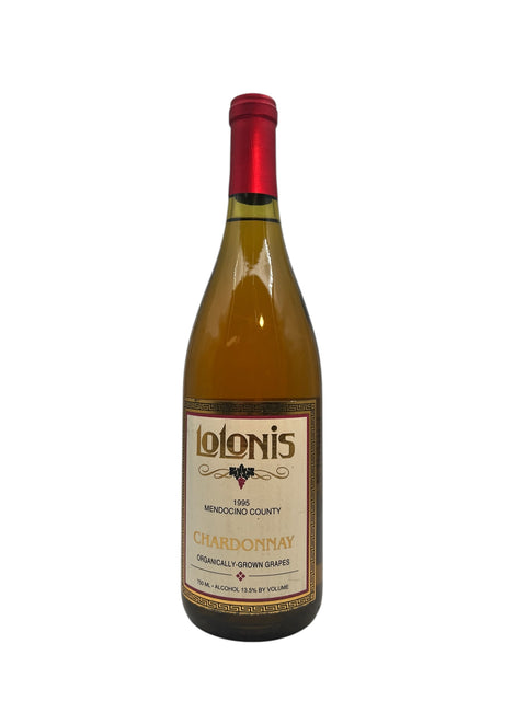 Bottle of Chardonnay Lolonis 1995 with red capsule