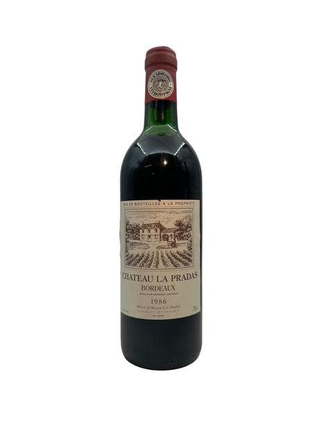 Bouteille de vin rouge Bordeaux 1986 du Château La Prada
