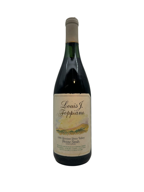 Bouteille de vin rouge Petite Sirah Louis J. Foppiano 1986