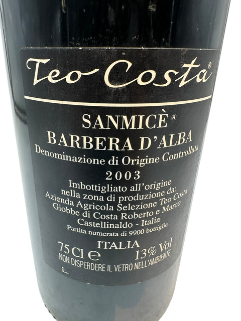 Flaske af Sanmicè Teo Costa 2003 Barbera d'Alba