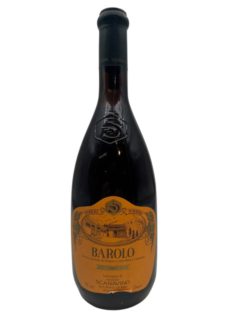 Bottle of Barolo Poderi Scanavino 1987 red wine