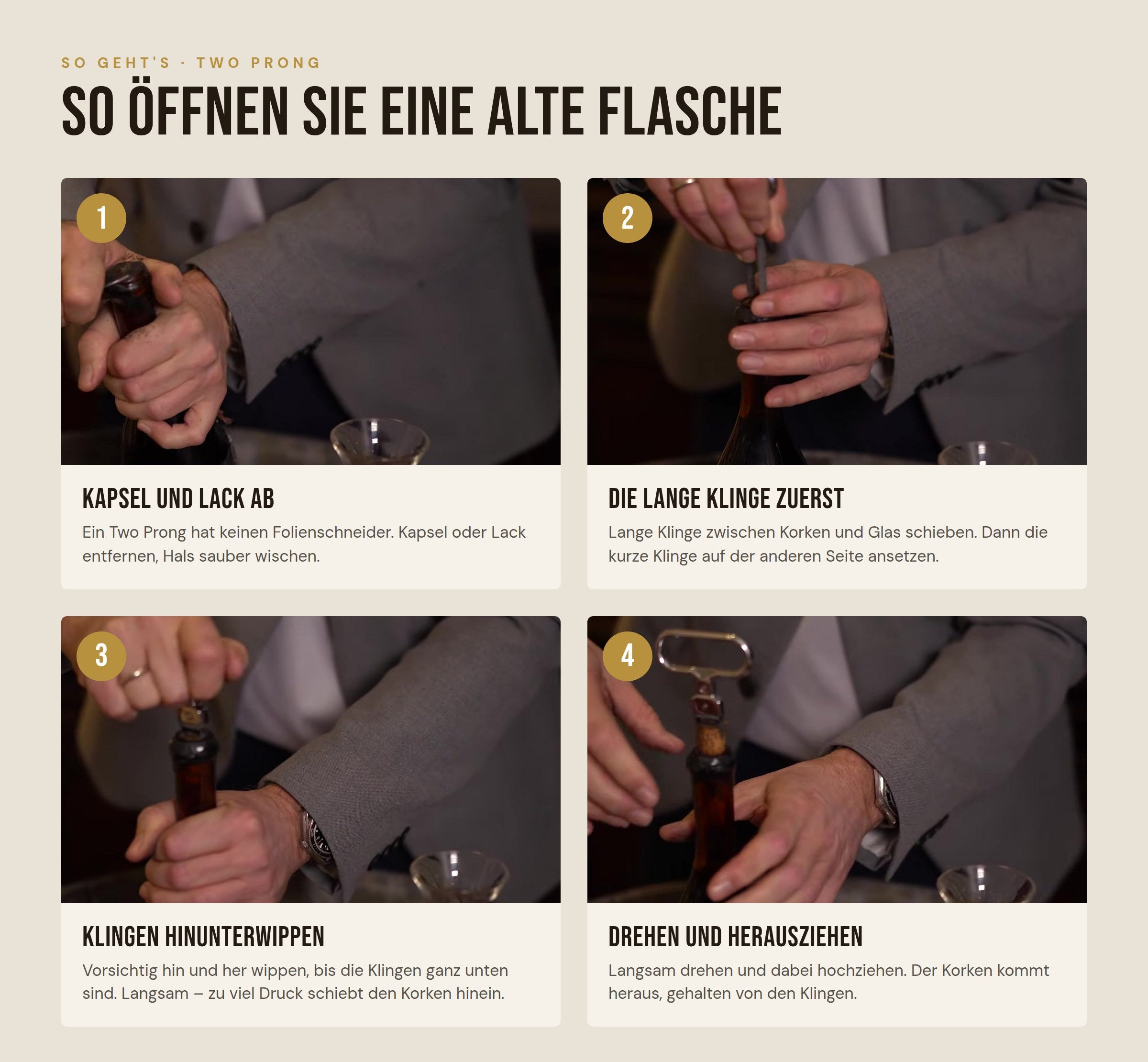 So öffnen Sie eine alte Flasche mit einem Two Prong in vier Schritten